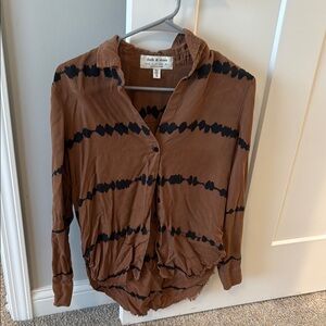 Cloth & Stone Earthy Brown and Black Striped Shirt